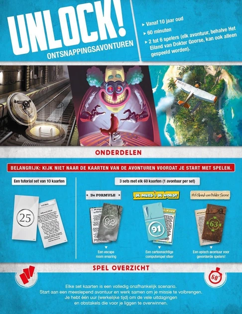 Gra planszowa Asmodee Unlock! Escape adventures (edycja holenderska) (3558380044802) - Zdjęcie 2 Gra planszowa Asmodee Unlock! Escape adventures (edycja holenderska) (3558380044802) - obraz 2