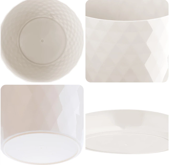 Doniczka na kwiaty z podstawką Kadax Amily 25 cm 3 szt. Kremowa (K8160) - obraz 3