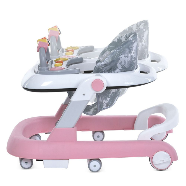Ходунки дитячі ME 1163 MULTIWAY Pink зі світловими ефектами, музика, 6 шт колес, стопор Рожеві - изображение 3