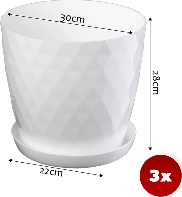 Квітковий горщик з підставкою Kadax Amily 30 см 3 шт. Білий (K8146) - зображення 5