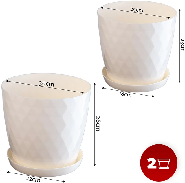 Doniczka na kwiaty z podstawką Kadax Amily 25 cm + 30 cm 2 szt. Kremowa (K8173) - obraz 5