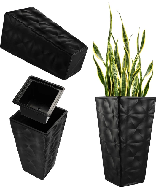 Високий садовий горщик для квітів Kadax Bando 30 см Чорний (K4177) - зображення 1