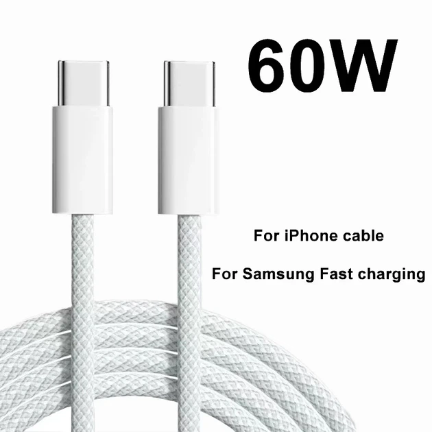 Кабель для швидкого заряджання PD 60W USB Type-C 1 м — потужний USB-C шнур для смартфонів і пристроїв GBG-50 - зображення 2