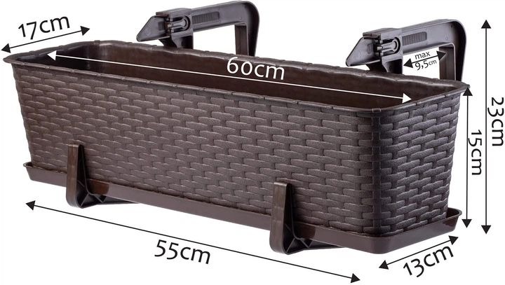 Балконний горщик з ручками Kadax Frette K2878 Коричневий - зображення 6