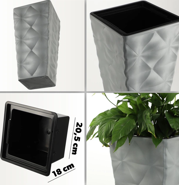 Donica wysoka ogrodowa na kwiaty Kadax Bando 30 cm Platyna (K4176) - obraz 2