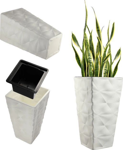 Donica wysoka ogrodowa na kwiaty Kadax Bando 30 cm Biała (K4174) - obraz 1