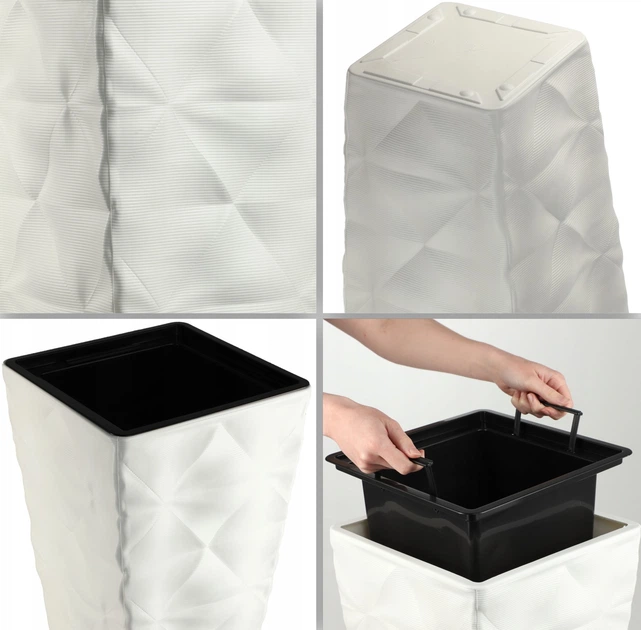 Donica wysoka ogrodowa na kwiaty Kadax Bando 30 cm Biała (K4174) - obraz 3