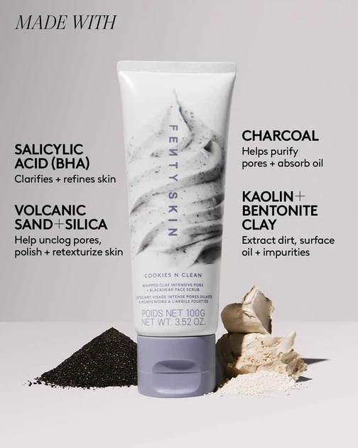 Детокс-скраб для обличчя FENTY SKIN Cookies N Clean Whipped Clay Intensive Pore + Blackhead Face Scrub - Фото 3 Детокс-скраб для обличчя FENTY SKIN Cookies N Clean Whipped Clay Intensive Pore + Blackhead Face Scrub - зображення 3