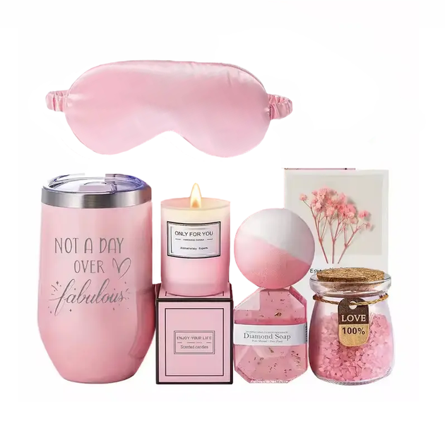 Подарочный Spa Box Lesko 0222 Pink из 6 предметов термостакан мыло бомбочка соль для ванны свеча - Фото 1 Подарочный Spa Box Lesko 0222 Pink из 6 предметов термостакан мыло бомбочка соль для ванны свеча - изображение 1