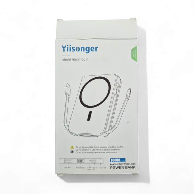 Павербанк Magsafe Powerbank 10000 мА·год магнітний Yiisonger бездротовий зарядний пристрій USB-C з дисплеєм маленький 0099d - зображення 4