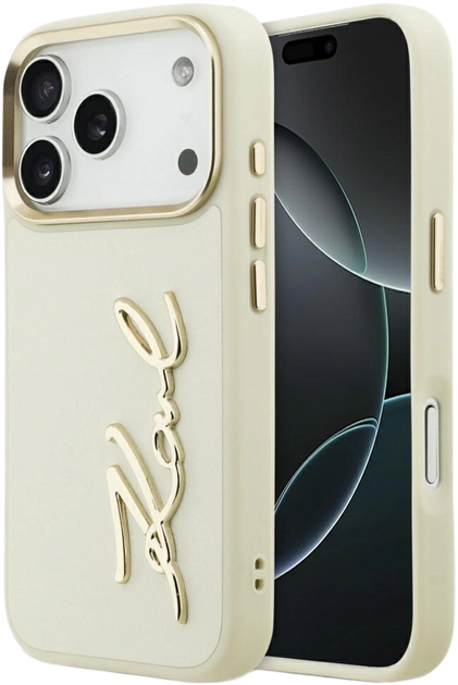 Панель Karl Lagerfeld Karl Script Logo для Apple iPhone 17 Pro Max Beige (KLHCP17XPSKMGVE) - зображення 1