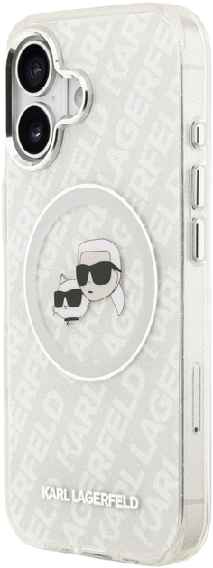 Панель Karl Lagerfeld IML Glitter Karl & Choupette Heads Logo MagSafe для Apple iPhone 17 Grey (KLHMP17SHMKBKCHOG) - зображення 2