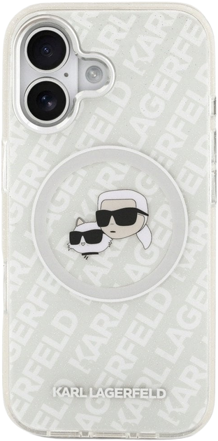 Панель Karl Lagerfeld IML Glitter Karl & Choupette Heads Logo MagSafe для Apple iPhone 17 Air Grey (KLHMP17SHMKBKCHOG) - зображення 3