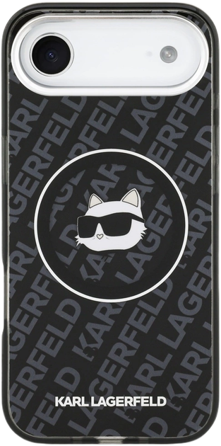 Панель Karl Lagerfeld IML Glitter Karl & Choupette Heads Logo MagSafe для Apple iPhone 17 Air Black (KLHMP17MHMKBCHOK) - зображення 3