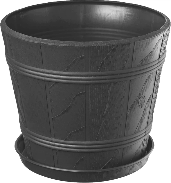 Doniczka drewnopodobna z podstawką Kadax Pula 42 cm Grafitowa (K3053) - obraz 3