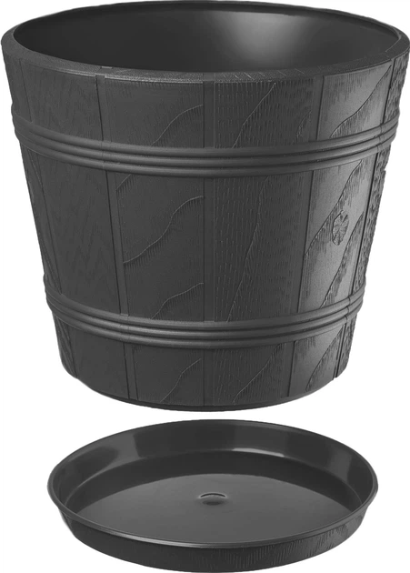 Doniczka drewnopodobna z podstawką Kadax Pula 42 cm Grafitowa (K3053) - obraz 5