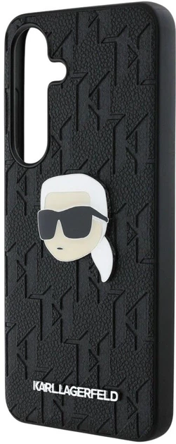 Etui Karl Lagerfeld Leather Monogram Pin Logo Karl Head do Samsung Galaxy S25 Black (3666339449797) - obraz 5