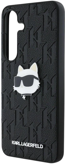 Панель Karl Lagerfeld Leather Monogram Pin Logo Choupette Head для Samsung Galaxy S25 Black (3666339449827) - зображення 5