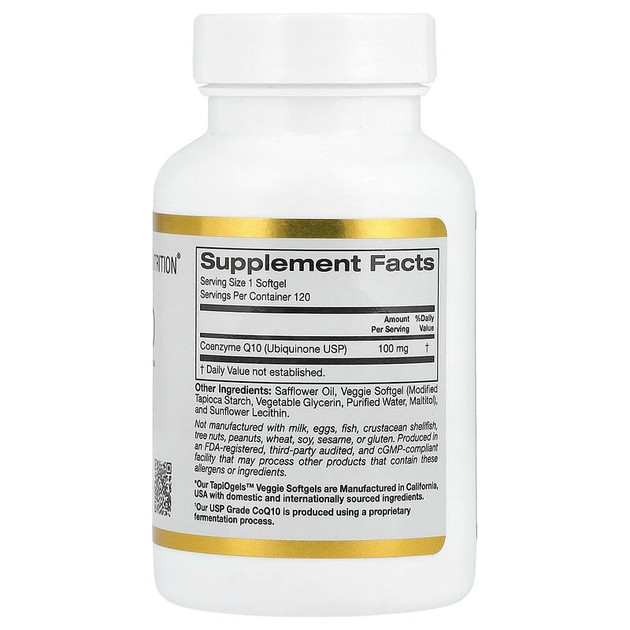 Коэнзим Q10 California GOLD Nutrition, CoQ10, 100 мг, 120 капсул - изображение 2