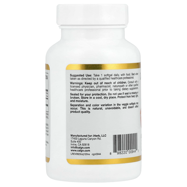 Коэнзим Q10 California GOLD Nutrition, CoQ10, 100 мг, 120 капсул - изображение 3