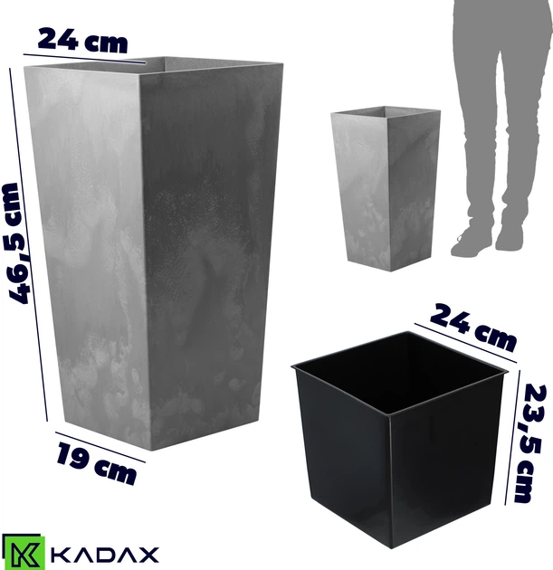 Donica ogrodowa Kadax Pesaro 25 cm Szary beton (K9929) - obraz 8