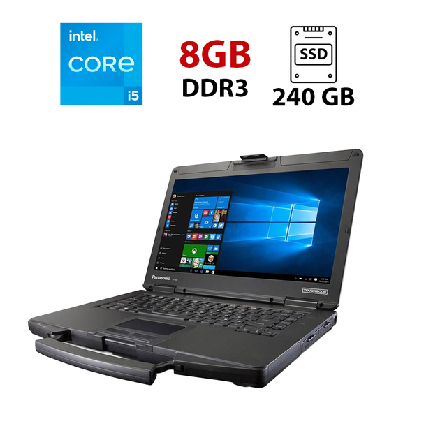 Защищенный ноутбук-трансформер Panasonic Toughbook CF-54 / 14" (1920x1080) IPS / Intel Core i5-5200U (2 (4) ядра по 2.2 - 2.7 GHz) / 8 GB DDR3 / 240 GB SSD / Intel HD Graphics 5500 / NoWebCam б/у - Фото 1 Защищенный ноутбук-трансформер Panasonic Toughbook CF-54 / 14" (1920x1080) IPS / Intel Core i5-5200U (2 (4) ядра по 2.2 - 2.7 GHz) / 8 GB DDR3 / 240 GB SSD / Intel HD Graphics 5500 / NoWebCam б/у - изображение 1