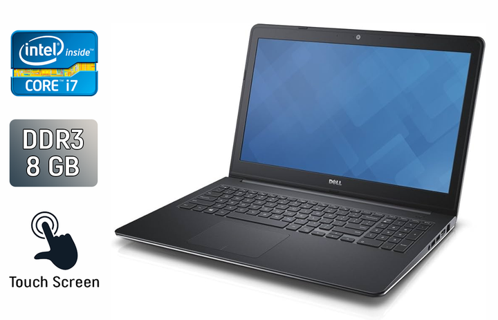 Ноутбук Б-клас Dell Inspiron 15-5547 / 15.6" (1366x768) TN Touch / Intel Core i7-4510U (2 (4) ядра по 2.0 - 3.1 GHz) / 8 GB DDR3 / 240 GB SSD / Intel HD Graphics 4400 / WebCam / Windows 10 б/в - Фото 1 Ноутбук Б-клас Dell Inspiron 15-5547 / 15.6" (1366x768) TN Touch / Intel Core i7-4510U (2 (4) ядра по 2.0 - 3.1 GHz) / 8 GB DDR3 / 240 GB SSD / Intel HD Graphics 4400 / WebCam / Windows 10 б/в - зображення 1