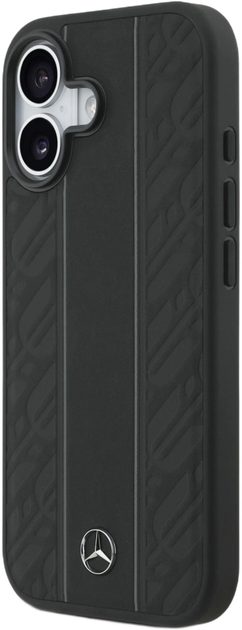 Панель Mercedes Leather Laurel Leaves Stripes MagSafe для Apple iPhone 17 Black (MEHMP17S25RLDLKH) - зображення 2