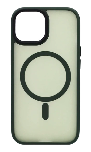 Чохол-накладка Shadow Matt Metal Buttons Magsafe для iPhone 15 Green - Фото 1 Чохол-накладка Shadow Matt Metal Buttons Magsafe для iPhone 15 Green - изображение 1