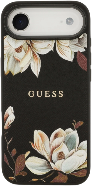 Панель Guess Grained Flowers Classic Logo MagSafe для Apple iPhone 17 Air Black (GUHMP17MPGNMPLMK) - зображення 3