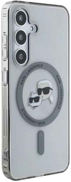 Панель Karl Lagerfeld Button Karl & Choupette Heads Printed Logo MagSafe для Samsung Galaxy S25 Black (3666339449957) - зображення 4
