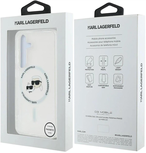 Панель Karl Lagerfeld Button Karl & Choupette Heads Printed Logo MagSafe для Samsung Galaxy S25 White (3666339449988) - зображення 8