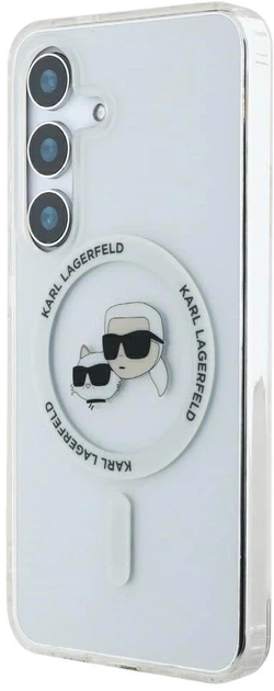 Панель Karl Lagerfeld Button Karl & Choupette Heads Printed Logo MagSafe для Samsung Galaxy S25 Plus White (3666339449995) - зображення 2