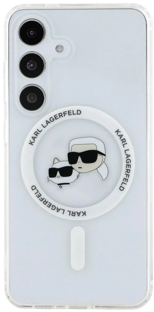 Панель Karl Lagerfeld Button Karl & Choupette Heads Printed Logo MagSafe для Samsung Galaxy S25 Plus White (3666339449995) - зображення 3