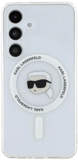 Панель Karl Lagerfeld  Button Karl Head Printed Logo MagSafe для Samsung Galaxy S25 White (3666339450014) - зображення 3