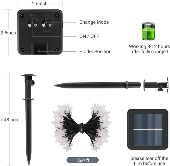 Светодиодная цепочка для наружного применения, 5 м, 50 светодиодов MAEXUS Solar - Фото 2 Светодиодная цепочка для наружного применения, 5 м, 50 светодиодов MAEXUS Solar - изображение 2