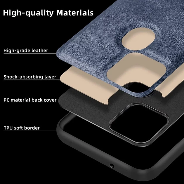 Защитный чехол X-Level Leather для Google Pixel 4a (4G) темно синий - Фото 3 Защитный чехол X-Level Leather для Google Pixel 4a (4G) темно синий - изображение 3