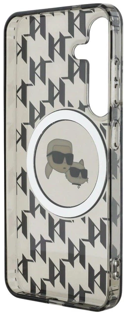 Etui Karl Lagerfeld Button Karl&Choupette Heads On KL Pattern MagSafe do Samsung Galaxy S25 Black (3666339450052) - obraz 5