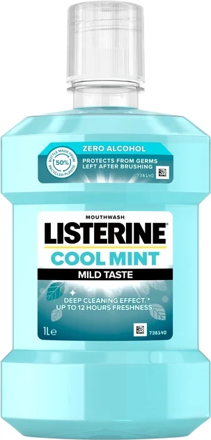 Ополіскувач для ротової порожнини Listerine Cool Mint Свіжа м'ята М'який смак 1000 мл (3574661619927/3574661011394) - Фото 1 Ополіскувач для ротової порожнини Listerine Cool Mint Свіжа м'ята М'який смак 1000 мл (3574661619927/3574661011394) - изображение 1