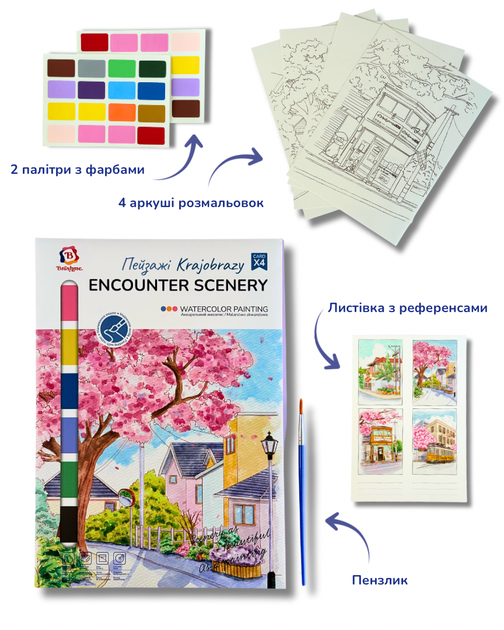 Розмальовка на водній основі Brushme А4 Пейзажі (WCOLOR4) - зображення 3
