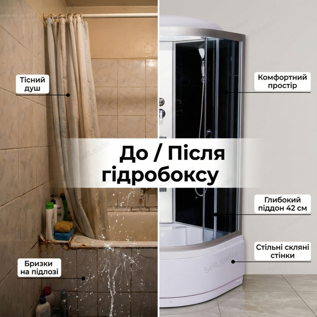 Душевой бокс Vivia 90x90х220см см квадратный гидробокс глубокий поддон тропический душ тонированное стекло - Фото 5 Душевой бокс Vivia 90x90х220см см квадратный гидробокс глубокий поддон тропический душ тонированное стекло - изображение 5