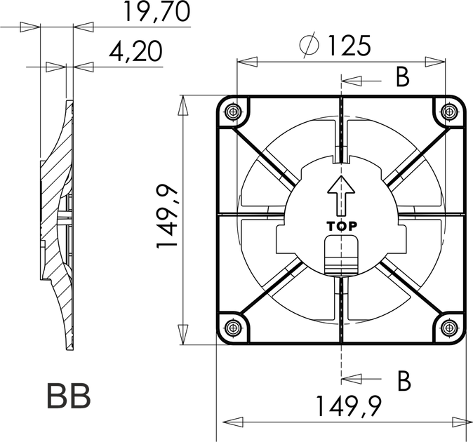Вентиляційна решітка декоративна для монтажу панелі AirRoxy 150x150 dRim graphite 02-380 - зображення 7