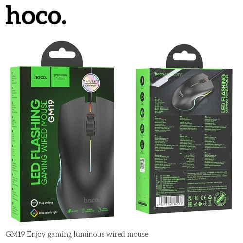 Комп'ютерна Миша HOCO GM19 Enjoy gaming luminous wired mouse Чорна - изображение 4