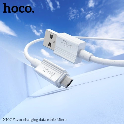 Кабель HOCO X107 Favor charging data cable Micro 3A/1m білий - Фото 2 Кабель HOCO X107 Favor charging data cable Micro 3A/1m білий - изображение 2