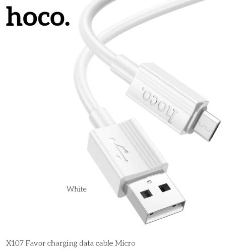 Кабель HOCO X107 Favor charging data cable Micro 3A/1m білий - Фото 3 Кабель HOCO X107 Favor charging data cable Micro 3A/1m білий - изображение 3