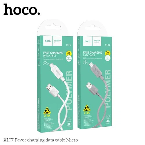 Кабель HOCO X107 Favor charging data cable Micro 3A/1m білий - Фото 4 Кабель HOCO X107 Favor charging data cable Micro 3A/1m білий - изображение 4