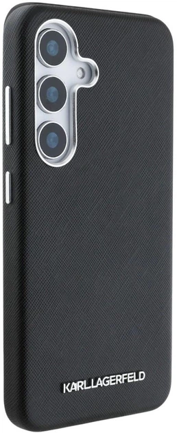 Панель Karl Lagerfeld Saffiano Full Wrapped Elongated Metal Logo MagSafe для Samsung Galaxy S25 Black (3666339450236) - зображення 4