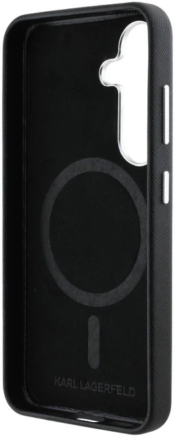 Панель Karl Lagerfeld Saffiano Full Wrapped Elongated Metal Logo MagSafe для Samsung Galaxy S25 Black (3666339450236) - зображення 6