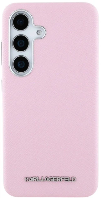 Панель Karl Lagerfeld Saffiano Full Wrapped Elongated Metal Logo MagSafe для Samsung Galaxy S25 Plus Pink (3666339450274) - зображення 3