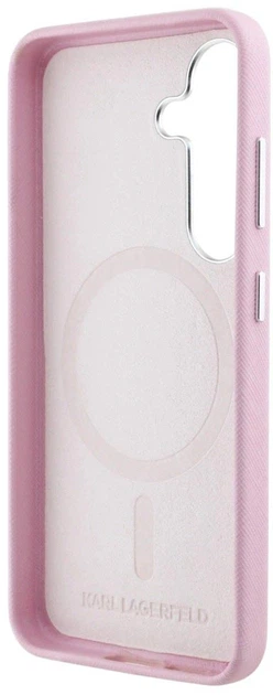 Панель Karl Lagerfeld Saffiano Full Wrapped Elongated Metal Logo MagSafe для Samsung Galaxy S25 Plus Pink (3666339450274) - зображення 6